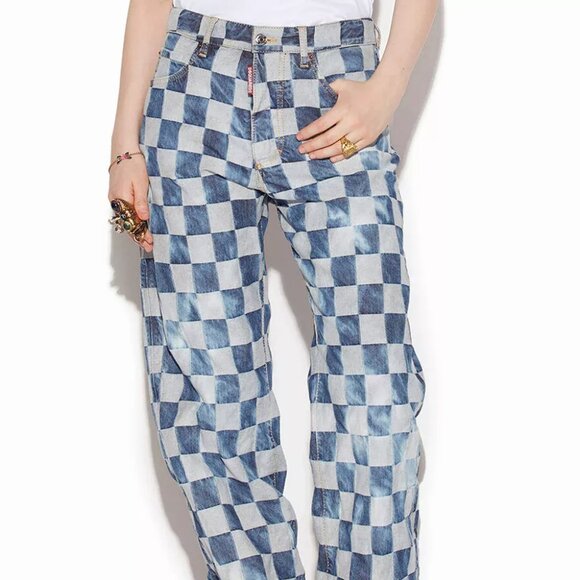 Dsquared Damier Wash San Diego Check Jeans - Picture 1 of 3